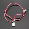 Titanium Steel Lock Head Chain bracelet V-letter New Charity Colorful Cotton Ropes Couple Lock Red Rope Bracelets Designer Jewelry B5466