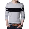 Maglioni da uomo Autunno Maglione lavorato a maglia T Shirt Comodo O Collo Manica lunga Pullover Stripe Patchwork Maglione Casual Bottoming per l'inverno 230906