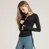 Aktiva skjortor Autumn och Winter Tight Yoga Suit Långärmning Drawstring Midjebevakning Running Top Women's Fitness Drag en dragkedja