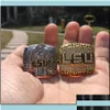 Cluster Rings 2pcs 2003 2007 Lsu Tigers National Championship Ring Set Souvenir Fan Men Gift Wholesale Drop Delivery Jewelry Dh0hs Dhlem 9G8M