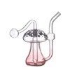 Gros grandir dans l'obscurité mini narguilé forme de champignon lumineux eau dab plate-forme bongs tuyau avec bol de brûleur à mazout en verre mâle de 10 mm