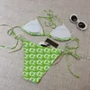 Kvinnor Jacquard badkläder andningsbara underkläder med bröstkudde sexig alfabetdesigner baddräkt personlighet semester bikini underkläder