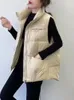 Gilets pour femmes 2023 automne hiver femmes gilet lâche col montant longue veste blanc canard vers le bas coupe-vent chaud gilet H15