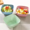 Tigelas 1 Pcs Eco-Friendly Grande Praça Palha de Trigo Tigela Frutas Salada Nozes Cozinha Talheres Recipiente de Lanche de Soja