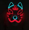 Halloween Party El Fox Masks Demon Slayers Cosplay Mask LED för män Kvinnor Halloween Props