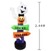Andra evenemangsfestleveranser 2,4 m Big Halloween Uppblåsbar spöke som håller pumpa street tecken dekoration tricks eller behandlar halloween festliga parti leveranser 230905