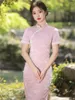 Ethnische Kleidung, chinesisches traditionelles Kleid, Retro, verbesserte Cheongsams, orientalischer Sommer, Damen, kurzärmeliges Qipao