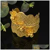 Bangle Dubai Flowers Shape For Women 24K Gold Bracelets Biżuteria Etiopska arabska afrykańska modna bransoletki projektant biżuter