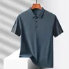 Polos masculinos clássicos cor sólida gelo seda verão negócios camisas casuais outwear manga curta top tees tamanho grande M-5XL roupas