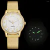 腕時計sdotter vrouwen horloges luxe mesh band armband rose goud ingelegde kristallenファッションnieuwe