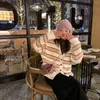 Chandails pour femmes Korejepo coréen lâche paresseux pull 2023 rayé tricoté cardigan manteau début automne loisirs simplicité doux haut