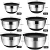 Bowls LMETJMA 6 Pcs Mixing With Lids And Non Slip Bases Stainless Steel Set For Baking Nesting Storage KC0418