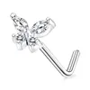 Anneaux de nez Goujons Fleur Papillon Zircon Stud Anneau En Acier Inoxydable Vis Nariz Os Piercing Prong Punk Boucle D'oreille Pour Femmes Corps Juif Dhrfa