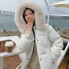 Women's Trench Coats Winter Coat Women Korean Thickened Cotton Jacket Artifical Fur Hat Long Loose Bread Elegant Fashion Parkas