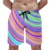 Herren Shorts Curve Print Board Bunte Streifen Klassisch Kurz Trenky Big Size Badehose Herren