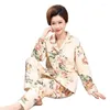 Women's Sleepwear Autumn Winter Thick Warm Women Clip Cotton Pajamas Set Long Sleeve Turn-down Collar Cardigan 3XL Female Homewear