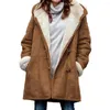 Casacos femininos outono/inverno 2023 jaqueta térmica de lã com botão de buzina de manga comprida