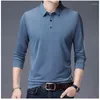 Polo da uomo 2023 Primavera e Autunno Manica lunga Moda T-shirt Risvolto Casual Pullover allentato Abbigliamento da strada solido Top formale britannico