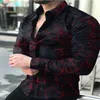 Camicie casual da uomo 2022 stile punk raso di seta stampa digitale camicia da uomo slim fit a maniche lunghe con stampa floreale Tops278d