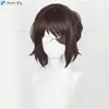 Perruques Cosplay Wigs 35cm Hange Zoe Cosplay Attack on Titan Final Season 4 Hange Zoe Wig Dark Brown Hair Mask Mask Anime Anime Anime Wig