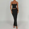 Two Piece Dress Square Neck Ladies Sling Top Maxi Skirt High Waisted Women Spaghetti Strap Sexy Style Slim Fit Party Clothing