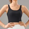 Sujetador de yoga para mujer Verano en forma de U Sin anillo de acero Almohadilla para el pecho incorporada Sujetador deportivo para mujer Gimnasio Sin mangas Fitness Yoga Moda Camiseta sin mangas Bras S-XL