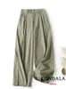 Pantalon Femme Kondala Chic Streetwear Solide Vert Femmes Pleine Longueur Mode 2023 Été Casual Taille Haute Jambe Large Plis Pantalon