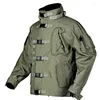 Erkek ceket taktik aşınma dirençli ceket erkekler özel ajan rüzgar geçirmez su geçirmez çok cepli kargo açık savaş ceket