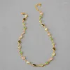 Pendant Necklaces Japan And South Korea Fresh Sweet Beautiful Colorful Faceted Crystal Glass Jade Texture Brass Plating Necklace Collar