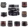 Vinatge Punk Multilayer Leather Bracelet Set Eye Wings Star Charms Beads Bracelets For Man Party Gothic Jewelry Punk Wrap Wristband