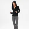 Lu Winter Hooded Coat Yoga Jacket Full Zip Long Sleeve Top Sports Slim Fit Runness Suit With Pocket Holds For Heatth