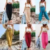 Womens Pants Capris Women Bohemian Elastic Loose Yoga Casual Hippy High midje Harem Bekväma överdimensionerade Boho Baggy Bloomers Trousers 230905