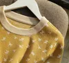Women's Sweaters Women Fashion Yellow Round Neck Long Sleeves Pullover Jacquard Weave With Little Flowers