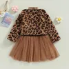 Kleidung Sets Kind Baby Mädchen 2 Stücke Winter Outfits Langarm Tüll Kleid Fleece Leopard Jacke Set Mode 4-7T