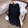 Vestidos de talla grande 155kg Tamaño Busto de mujer 160 Primavera Otoño Suelto Largo VCuello Suéter Vestido Negro Albaricoque 5XL 6XL 7XL 8XL 9XL 10XL 230905