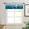 Curtain Ocean Beach Wood Grain Blue Gradient Short Curtains Kitchen Cafe Wine Cabinet Door Window Small Home Decor Drapes