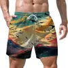 Short de plage pour hommes, ample, décontracté, été, séchage rapide, mode de rue, nuage, oiseau, montagne, imprimé