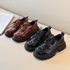 Sneakers Meisjes Leren Schoenen Lente Jongens Britse Stijl Zachte Bodem Prestaties Kinderen Zwart Slijtvast G351 230906