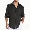 Homens camisetas Casual Formal Mens Algodão Emagrecimento Temperamento Bolso Fivela Lapela Manga Longa Camisa Apertada Top