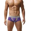 Cuecas masculinas sexy roupa interior plana canto escavado boxer shorts longo pênis grande bolsa lingerie