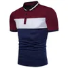 Men's Polos Summer Three Color Stitching Rib Collar Short Sleeve Casual Polo Shirt Large T-shirt