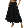 Skirts Women'S Casual Dress Elegant Solid Color Long Skirt Elastic Waist Flowing Loose Fitting Suit For Summer Faldas