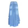 Rokken Vrouw Jurk Lente Zomer Wassen Vintage Denim Rok Europees Amerikaans Straat Casual Onregelmatige Hoge Taille Elegant Lang 230906