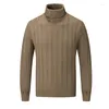 Herrtröjor Fashion Turtleneck Vintage tröja 2023 Autumn Winter Rands Business Casual Män stickade jumper