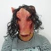 Party Masks Halloween Scary Masks Novelty Pig Head Horror With Horrible Masks Cosplay Costume Realistic Latex Festival Supplies Mask 230905