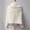 Damen Pelz Kunstpelz Damen Jacken Frauen Winter Gestrickter Echter Kaninchenfellmantel Lose Hohe Qualität Lose Natürliche Pelzjacke Langarm Luxus Echte Pelzmäntel 230906