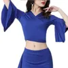 Stage Wear Women Belly Dance Top Clothes Daily Practice Dancing Pagoda Sleeve Slim Blouse For Female Bellydancing Exotic Costume Dancewear