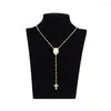 Collares colgantes Rhinestone blanco Jesús Cruz Collar para mujeres Chapado en oro Cadena de acero inoxidable Hombres Damas Joyería Regalos