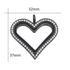 Collane con ciondolo Oro Argento Cristalli a cuore nero Medaglione galleggiante magnetico in acciaio inossidabile Medaglioni di memoria vivente in vetro per gioielli fai da te