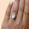 Anéis de casamento vintage s925 prata esterlina micro gota de água moonstone rosa anel de ouro feminino nicho design sentido luz luxo e refinado